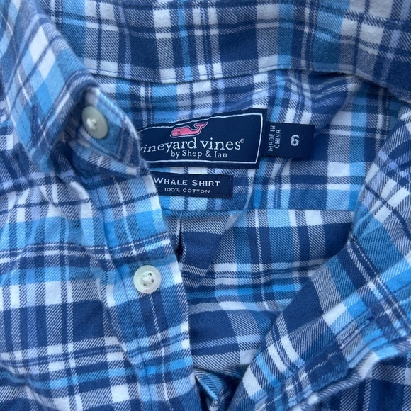 Vineyard Vines Kids Navy and Light Blue Checkered Shirt - Picture 3 of 3